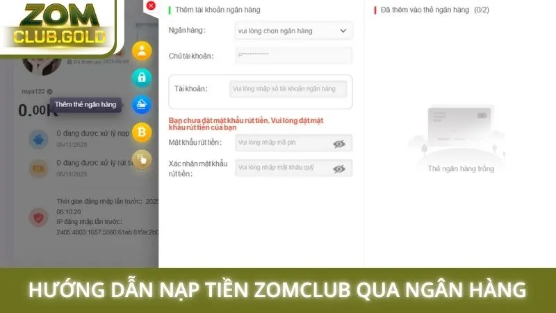 Hướng dẫn nạp tiền Zomclub qua ngân hàng