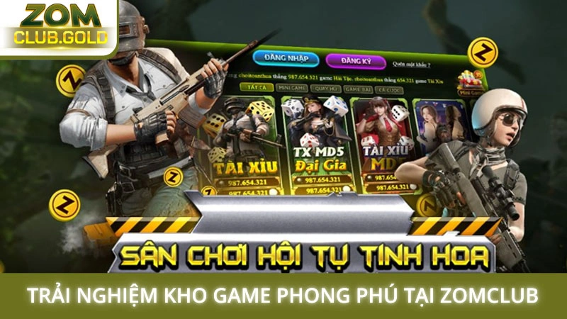 Trải nghiệm kho game phong phú sau khi truy cập link vào Zomclub
